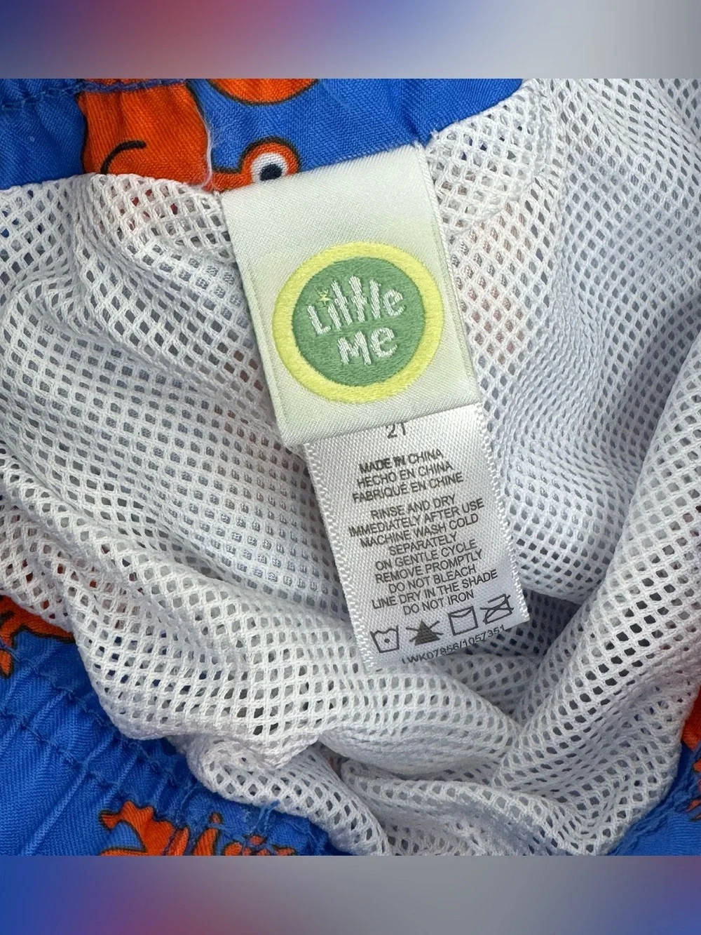 Little Me - Kids Blue Crab Print Swim Shorts -2T